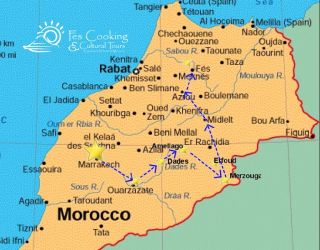 from marrakech-atlas-mountains-desert-tour-map